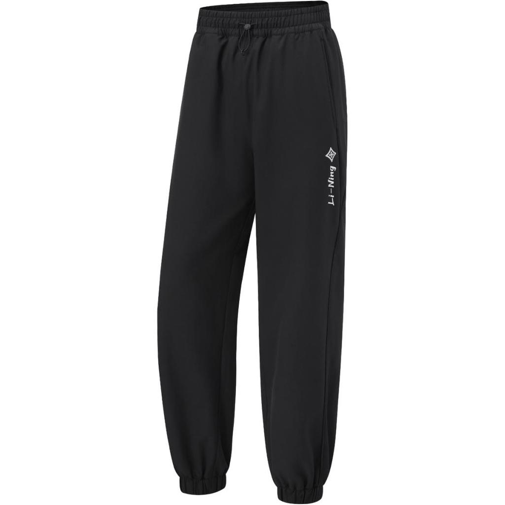 Li-Ning Fitness Series Lettered Elastic Comfortable Breathable Cuffed Casual Pants Women Bottoms Black AYKU106-2