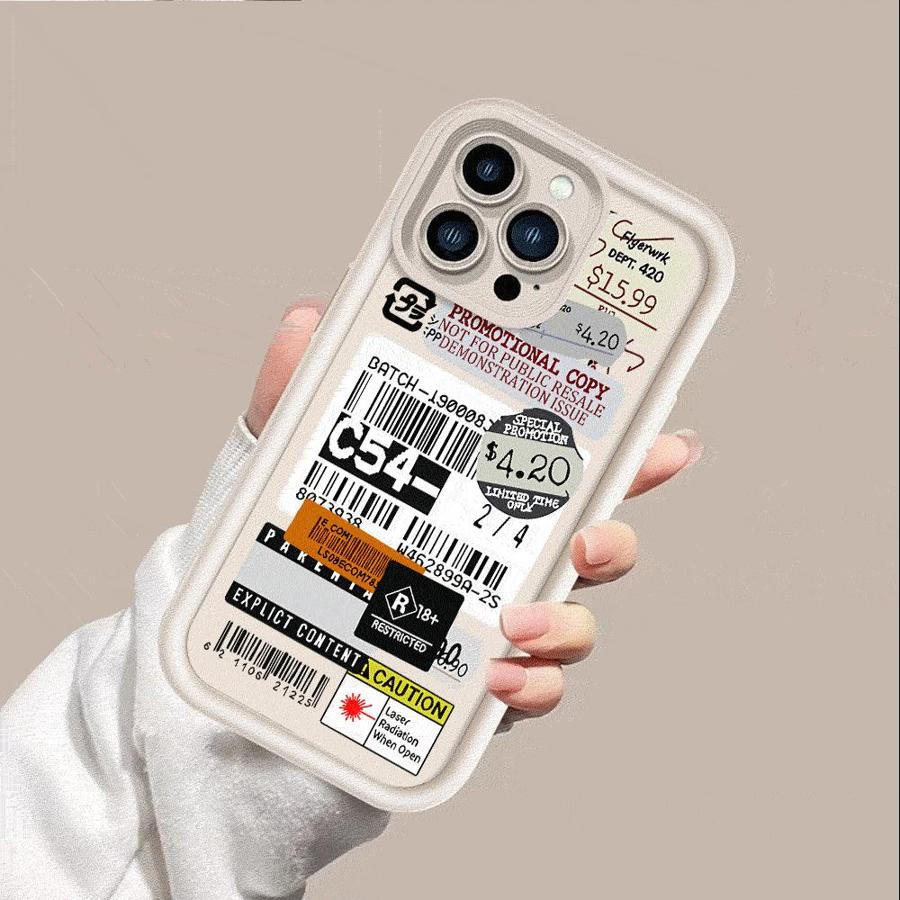 Stickers Collage Code Label Case For Apple iPhone 17 16 15 14 13 12 11 Pro Max 17 Air 16E XS X XR 7 8 Plus Soft Phone Back Cover