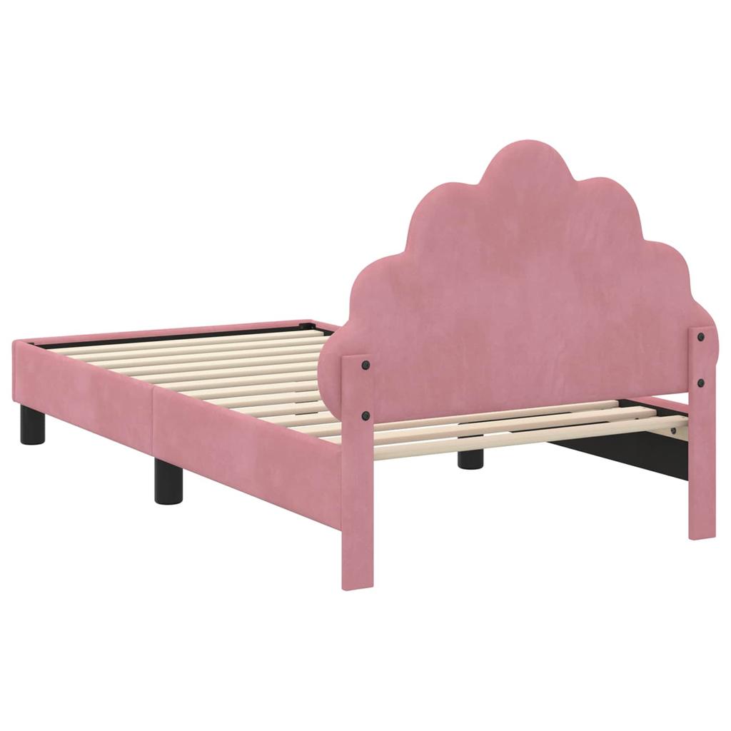 Başlıklı Pembe Çocuk Yatak Çerçevesi 80 x 160 cm Kadife