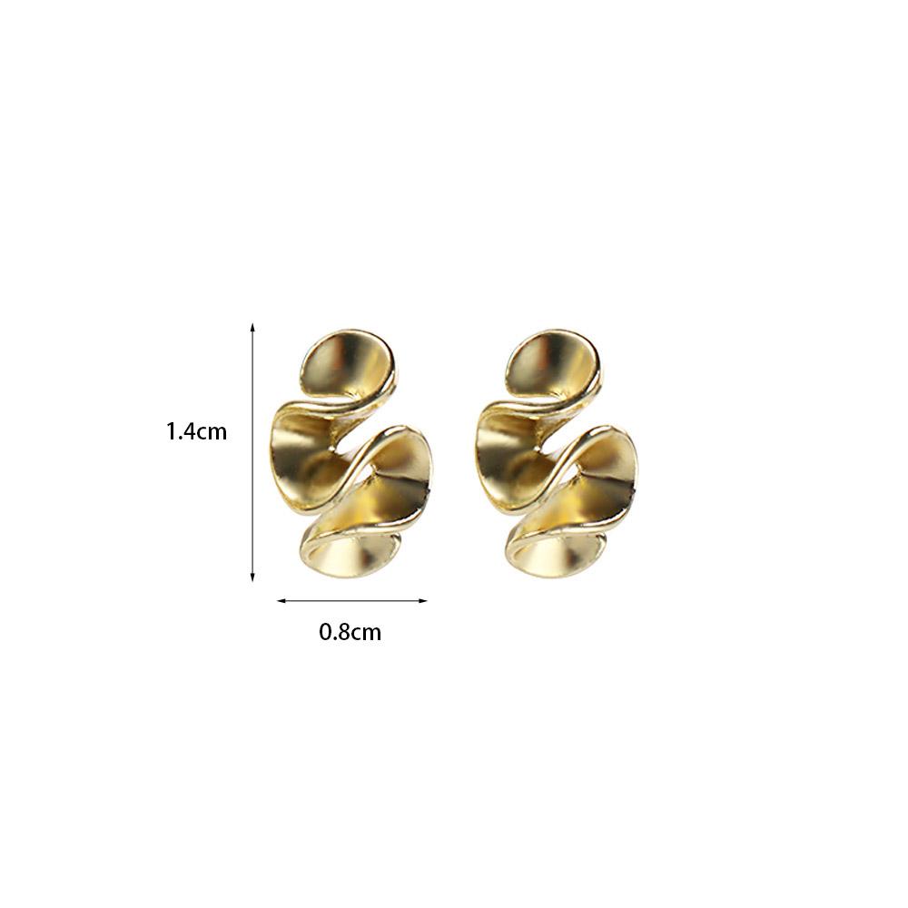 925 Silver Pleated Stud Earrings Simple Geometric Ear Accessories Women Metal Earrings Lady's Gift