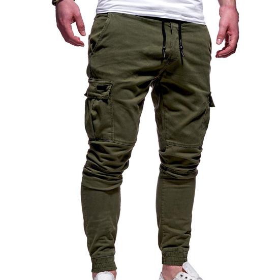 Cargohose Einfarbig Kordelzug Herren Locker Mehrere Taschen Jogginghose für den täglichen Gebrauch