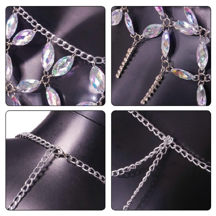 Körperkette Funkelnde Strasssteine Rock Ärmellose Crop Tops Mode Bikini Körper Schmuck Festival Party für Damen und Mädchen