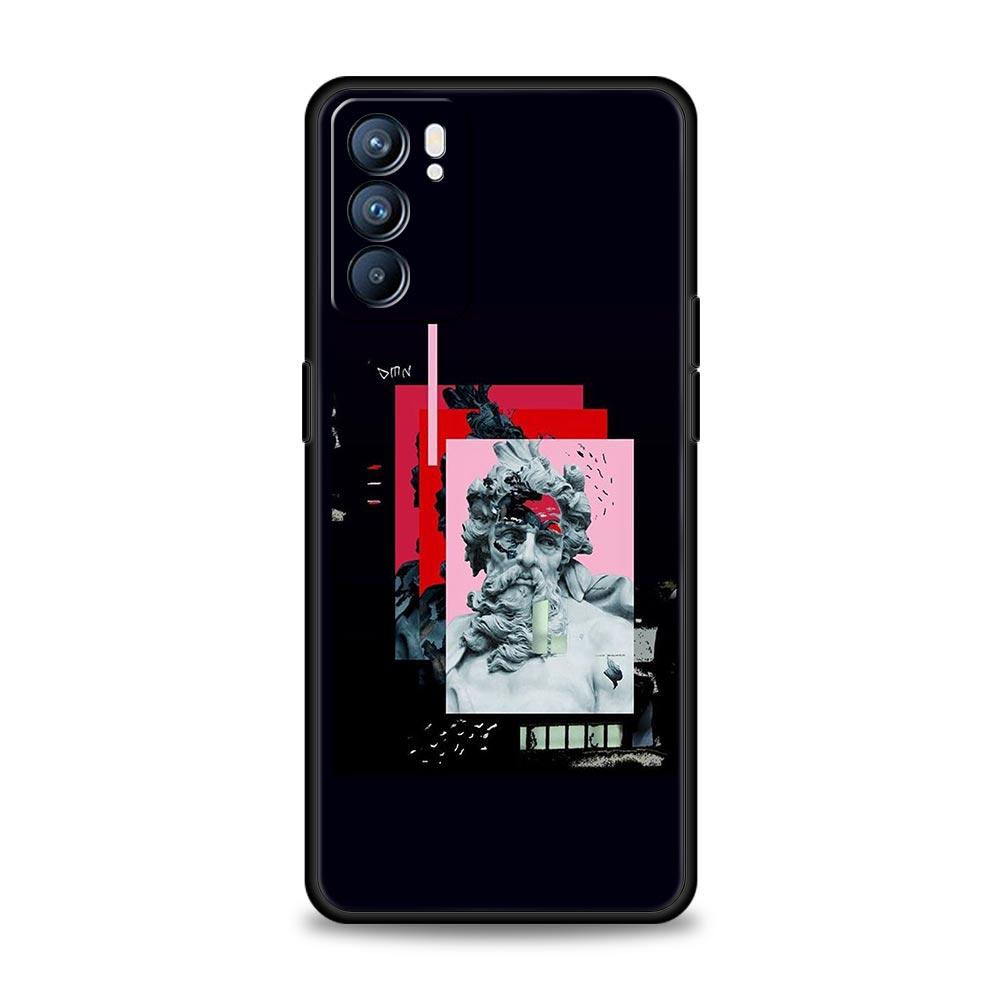 Cartoon Statue Abstract Art Phone Case For Oppo A17 A31 A54 A57 A78 A79 A98 Find X5 X6 Reno 6 7 8 10 11 12 13 F Pro 5G Soft TPU
