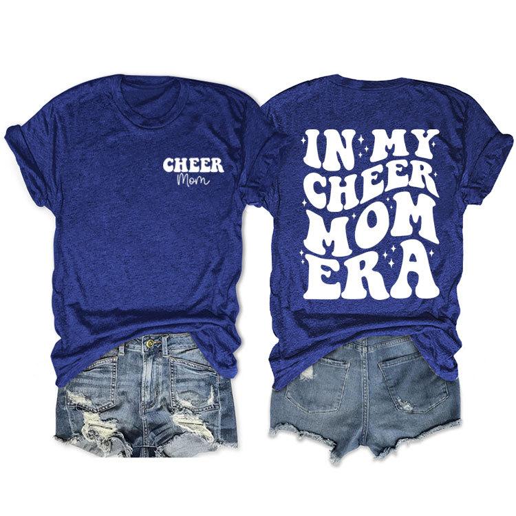 In my cheer mom era cheer mom crew neck casual T-shirt double-sided printing loose short sleeves