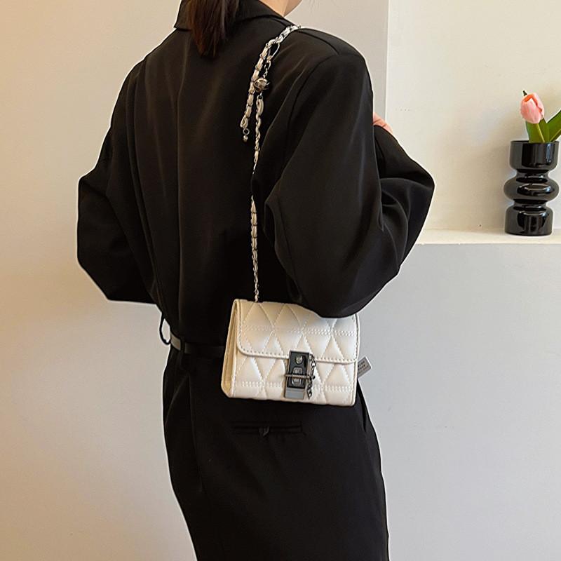 Stylish Pu Leather Crossbody Bag For Women Trendy Quilted Chain Shoulder Bag