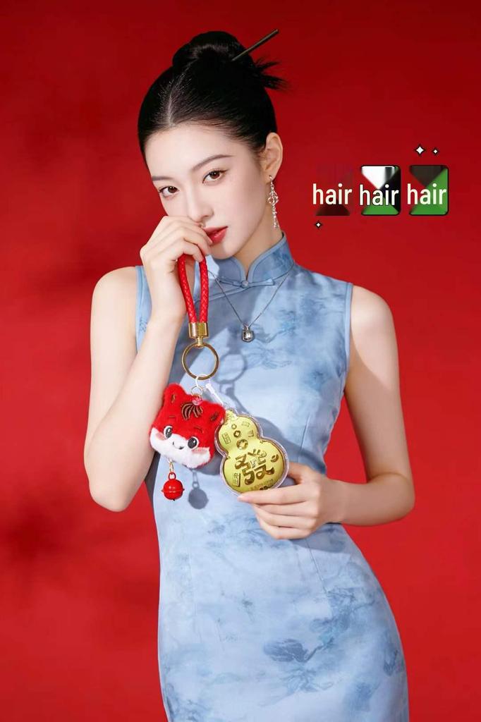 Year of the Horse 999 Pure Gold Keychain and Pendant with Mobile Phone Lanyard