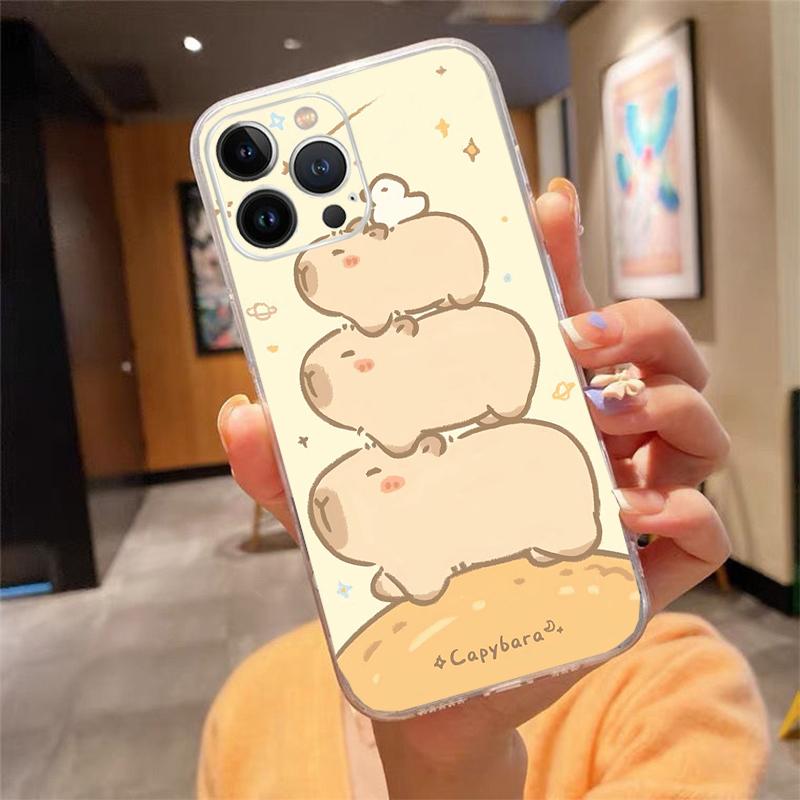 

cartoon Cute capybara Phone Case Carcasa Funda For iPhone 17 Pro Max Air 16 15 14 13 Pro Max 15 16 Pro 15Plus Case iPhone 17Pro
