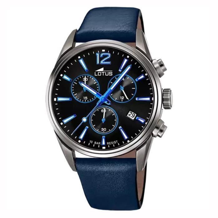 Montre - LOTUS - Montre Lotus fond noir - Cuir et tissu - Analogique - Quartz
