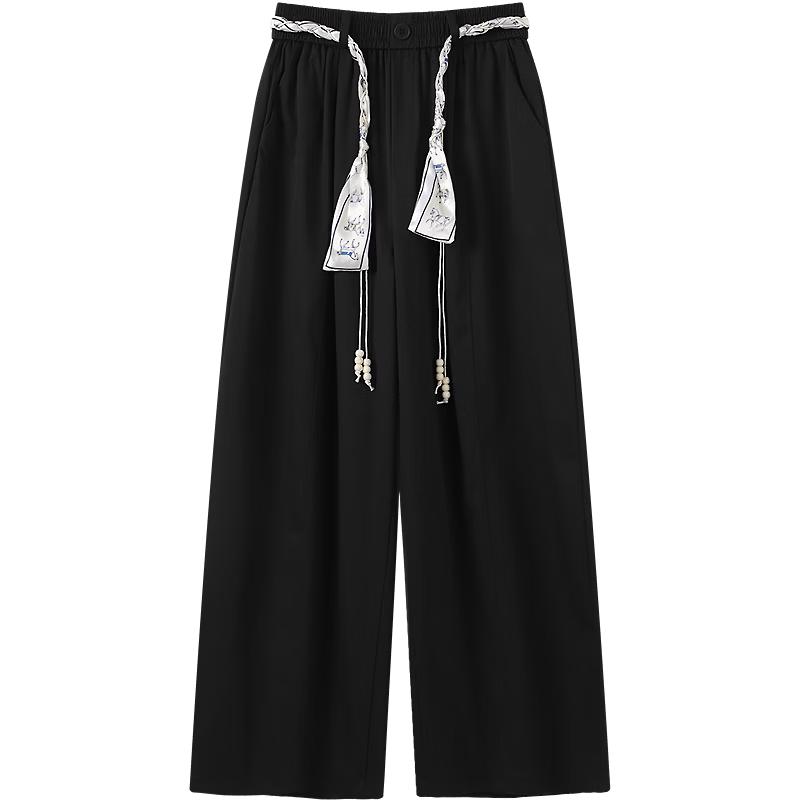 

Baitu Women s High-Waist Wide-Leg Trousers L