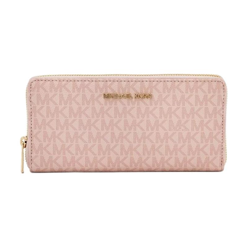 MICHAEL KORS Jet Set Travel monogram Faux leather coated canvas wallet large women s pink розовый