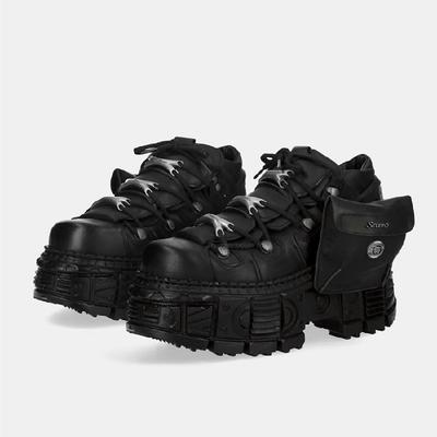 Moda Estilo Punk Plataforma Botins de Tornozelo Femininos Bota de Motociclista Feminina Moda Senhoras Sapatos Chunky Decoração em Metal Preto Botas Femininas GRANDES Novas
