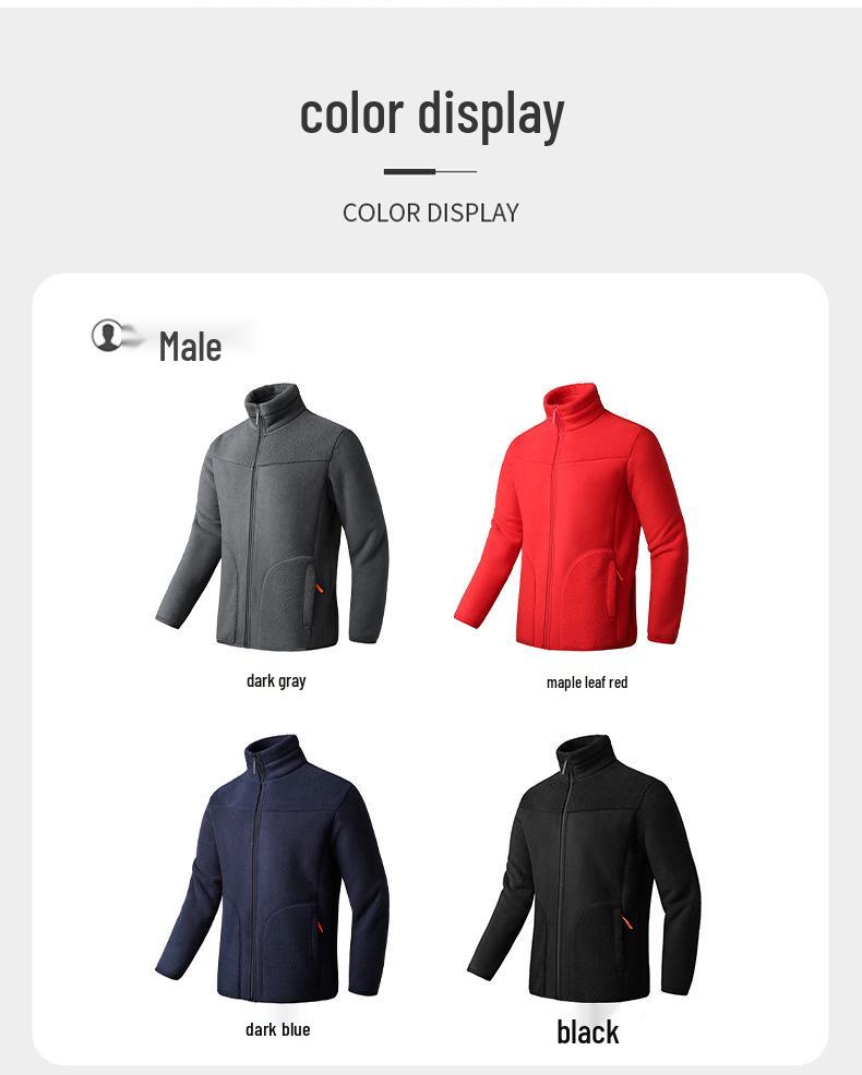 Unisex Coral Fleece Sherpa Lined Jacket for Winter