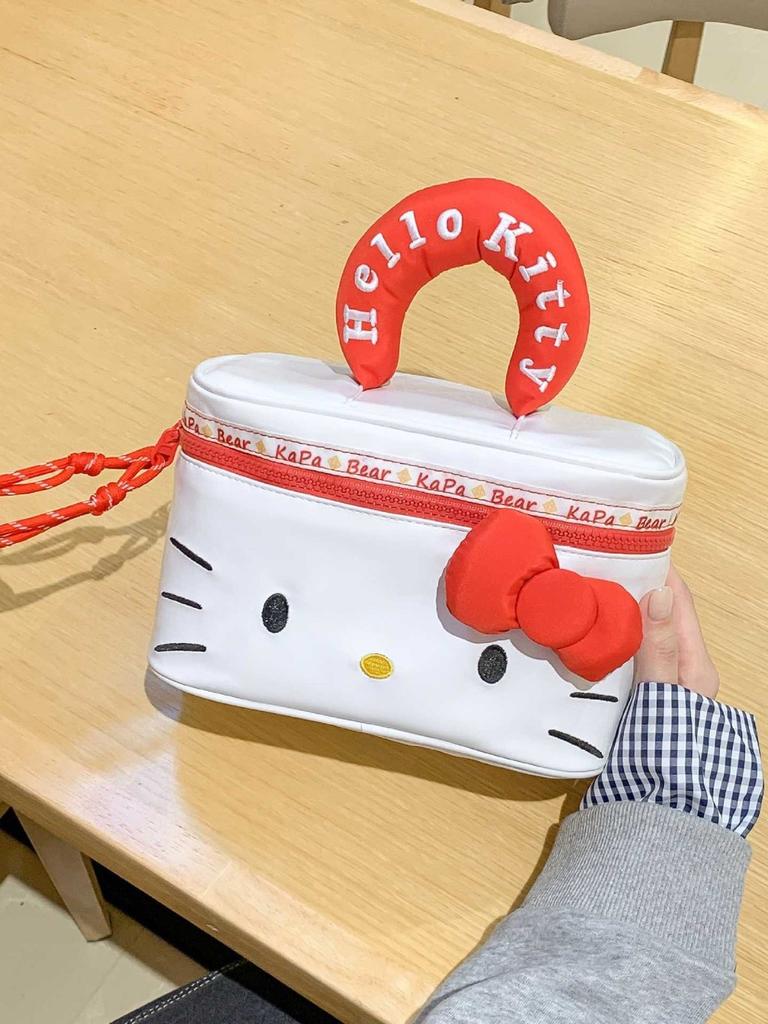 Hello Kitty Cartoon Pu Makeup Bag With Large Capacity For Daily Use