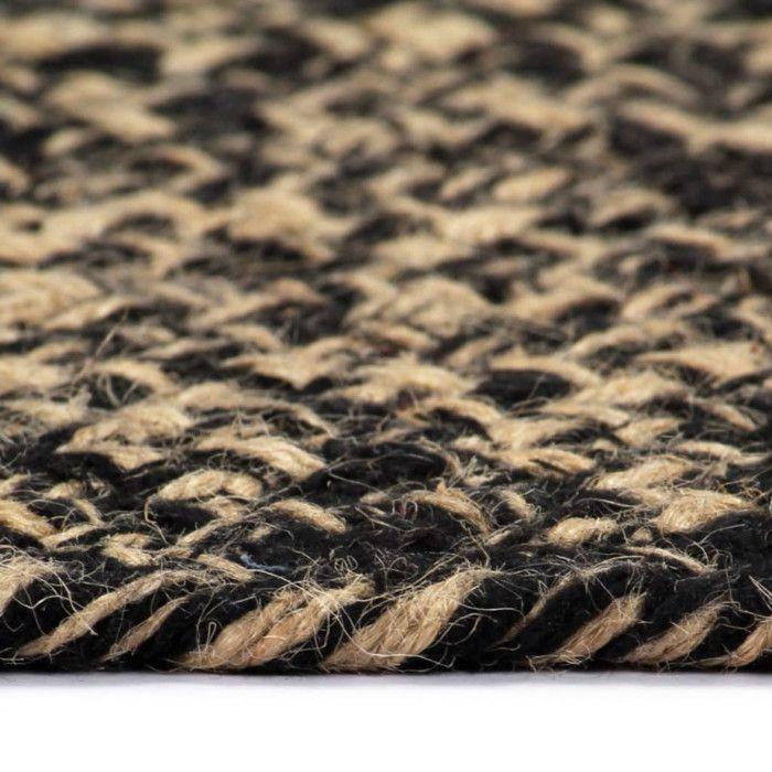 VidaXL Tapis fait à la main Jute Noir et naturel 90 cm