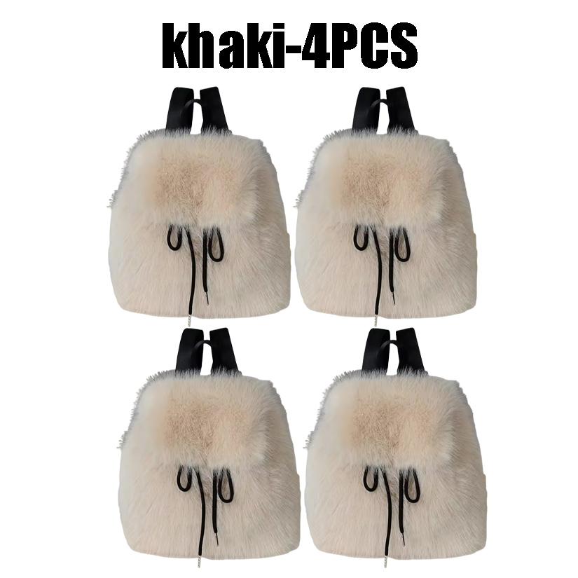 New Faux Fox Fur Backpack 2025 Womens Drawstring Flap with Magnetic Closure Large Capacity School Bookbag Casual Use