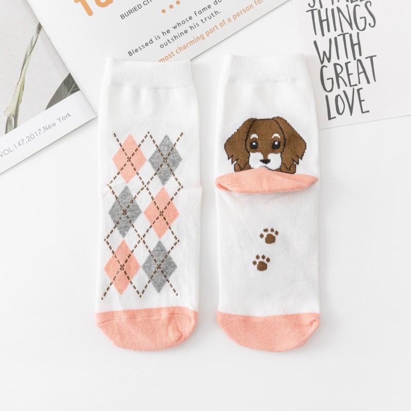 Women s Kawaii Dog Heel Cartoon Cotton Socks Autumn Winter Mid Calf Trendy Socks