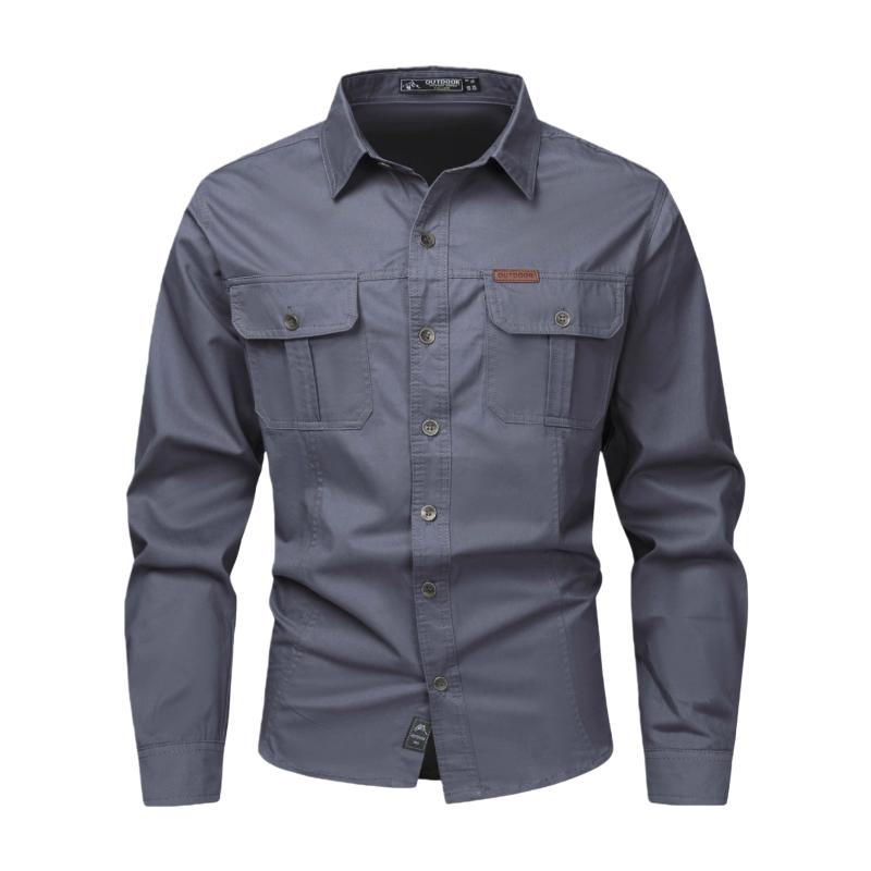 Camicie Cargo in Cotone Primavera Autunno Uomo Manica Lunga Outdoor Casual Stile Papà Top Uomo Camicia Casual Gioventù di Mezza Età Blusa
