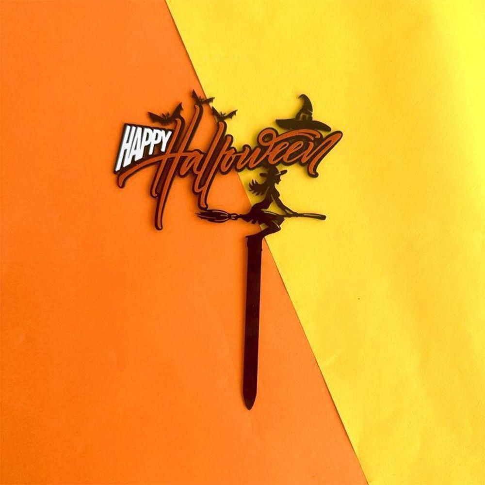 Cartoon Happy Halloween Cake Toppers Acrylic Cake Insertion Flag  Halloween Party Decoration