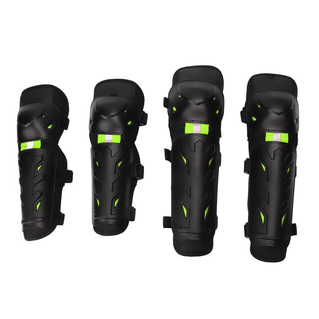 4PCS Knee Pads Elbow Pads Night Luminous Knee Protective Gear Set for Outdoor Off Road Cycing Riding Green