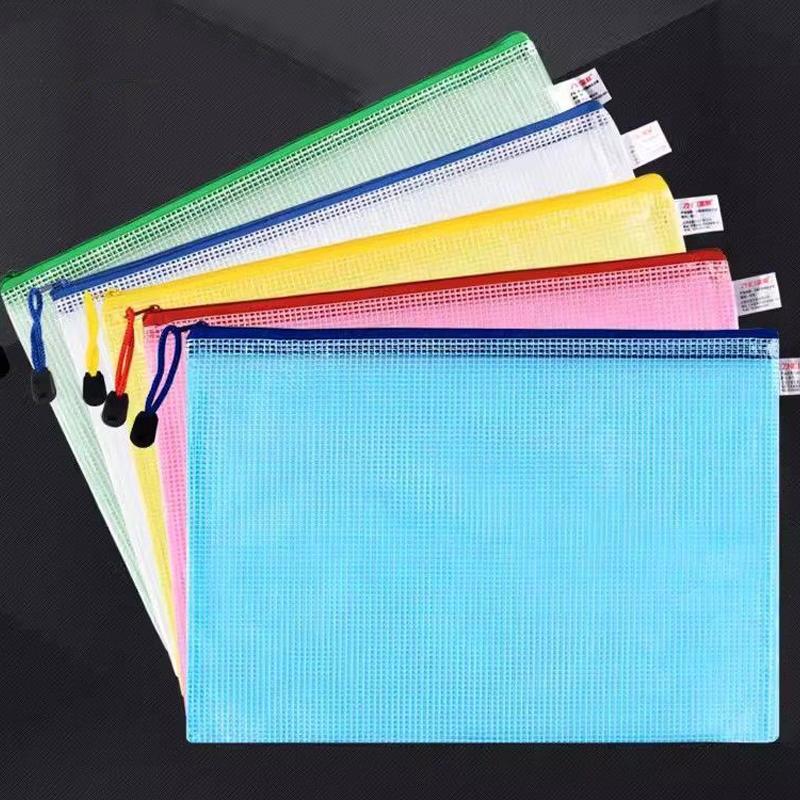 Mesh Zipper Pouch Document Bag A4/A5 Waterproof Zip File Folders Pen Bag Storage Bags School Office Supplies Document Folder TMZ
