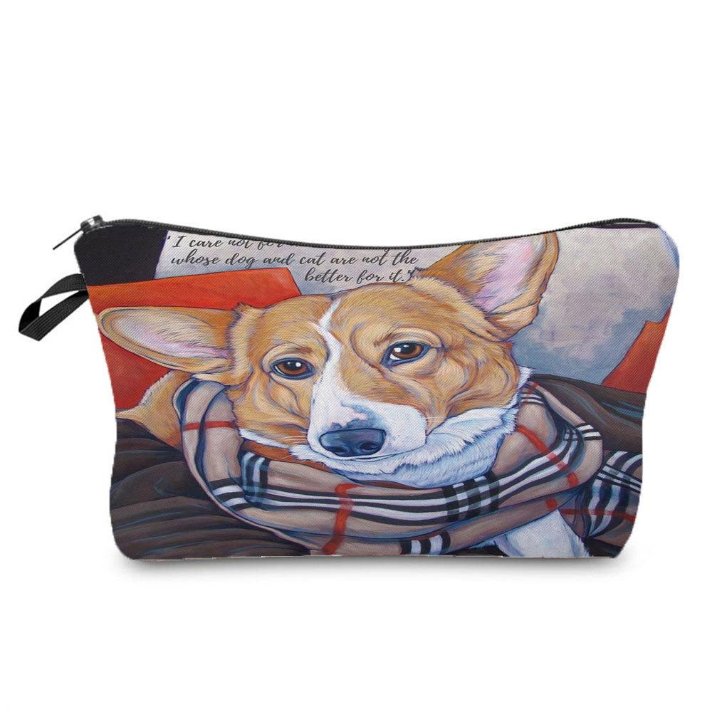 Women Dog Print Cosmetic Bag Toiletries Organize Travel Storage Case 6773