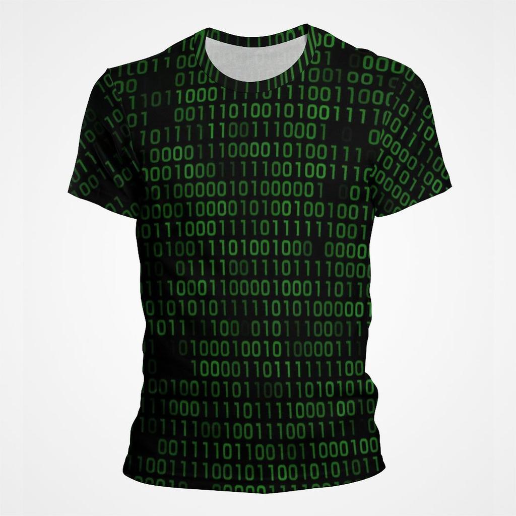 Fashion 3D Printed Green Matrix Code T Shirt For Men Trend Personality Graphic T Shirts Programmer Streetwear Oversized T Shirt Tops