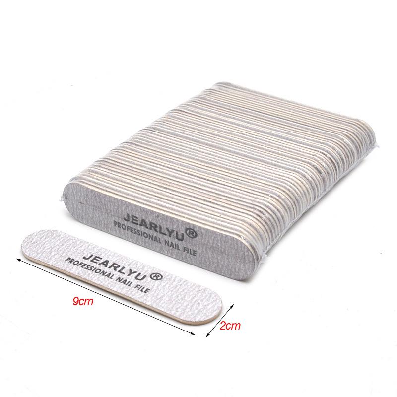 Premium Thick Nail Art Wood File - High-Quality Gray White Sandpaper, Knife & Half Moon Shape