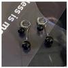 Temperament Statement Black Pearl Drop Earrings for Women Korean Fashion Retro Luxury Dangle Earring Goth Jewelry Pendientes