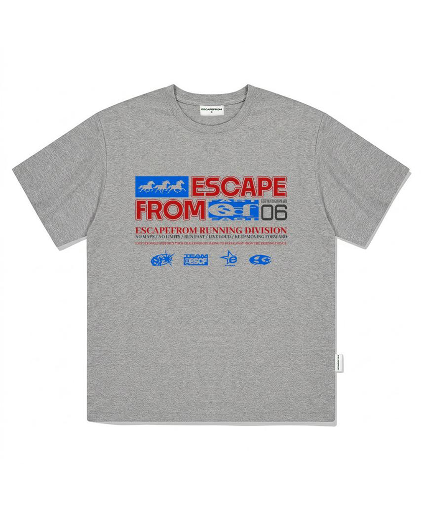 ESCAPEFROM Moving Triple Horse Print Oversized Short Sleeve T-Shirt Black