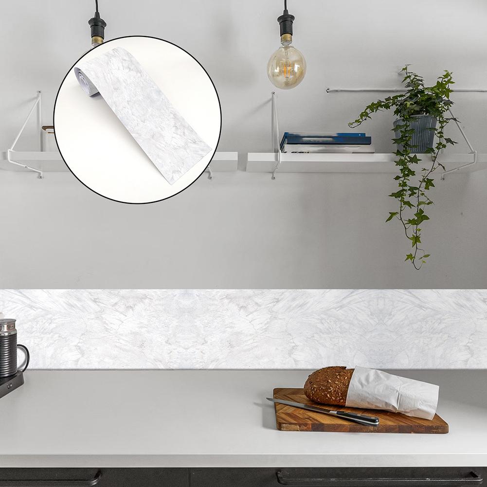 Marble Effect Self-Stick Wainscoting Strip for Walls 10 cm Wide 240 cm Long PVC Waterproof Removable Interior Trim