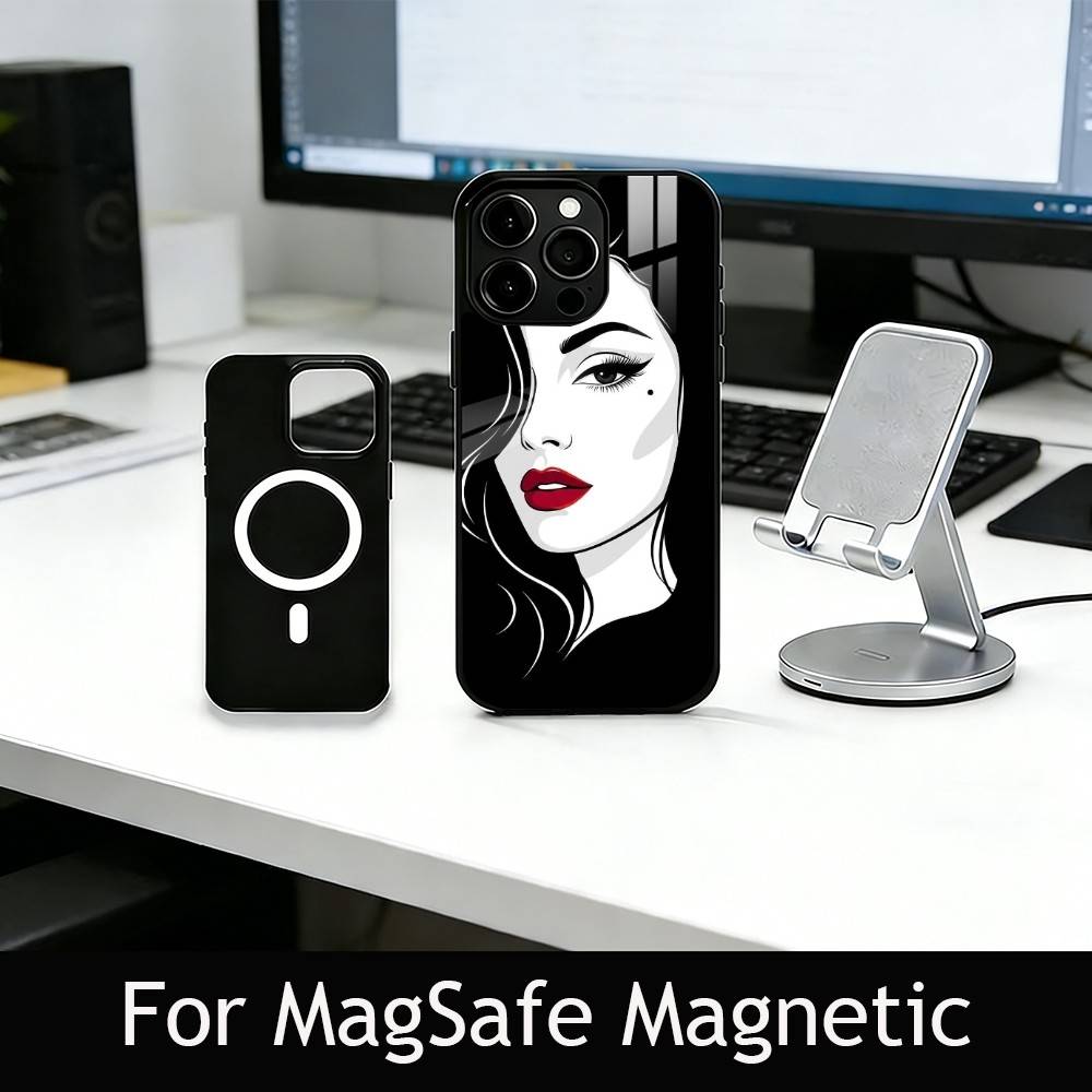 Line art Phone Case For iPhone17,16,15,14,13,12,11 Plus,Pro Magnetic For Magsafe Wireless Charging