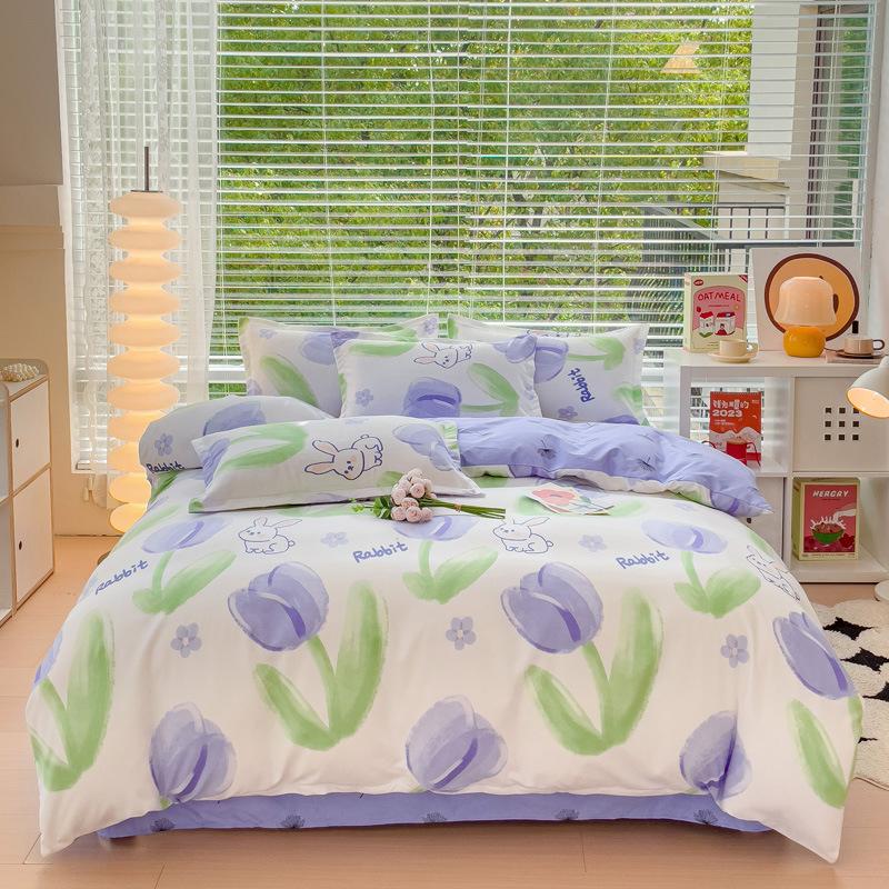 Skin-friendly Cotton Plant Cashmere Thickened Sanded Four-piece Bedding Set Dormitory Three-piece Set Bed Sheet Quilt Cover