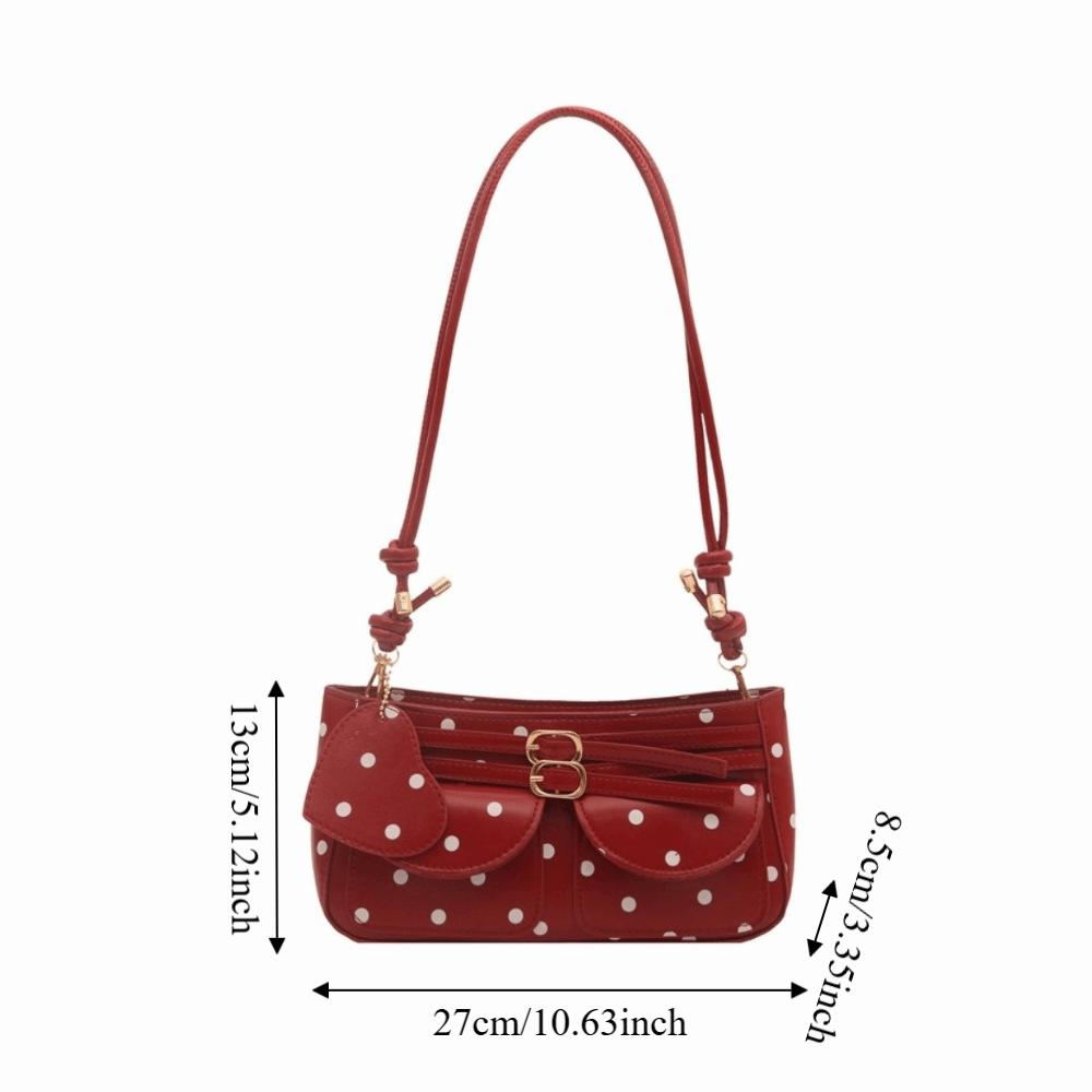 Schnalle Gepunktete Umhängetasche Herzanhänger Crossbody-Tasche Individuelle Quadratische Achseltasche Pendeln