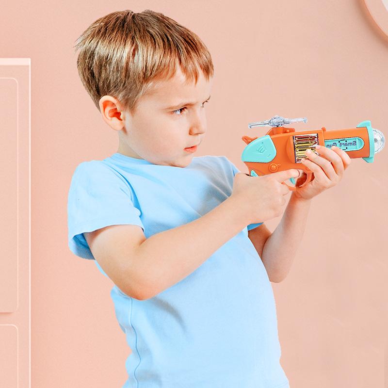 Children Toy Gun Projection Pistol Revolver Safe Non-firing Toy Smart Gun Rotating with Sounds Lights For Kids Gifts