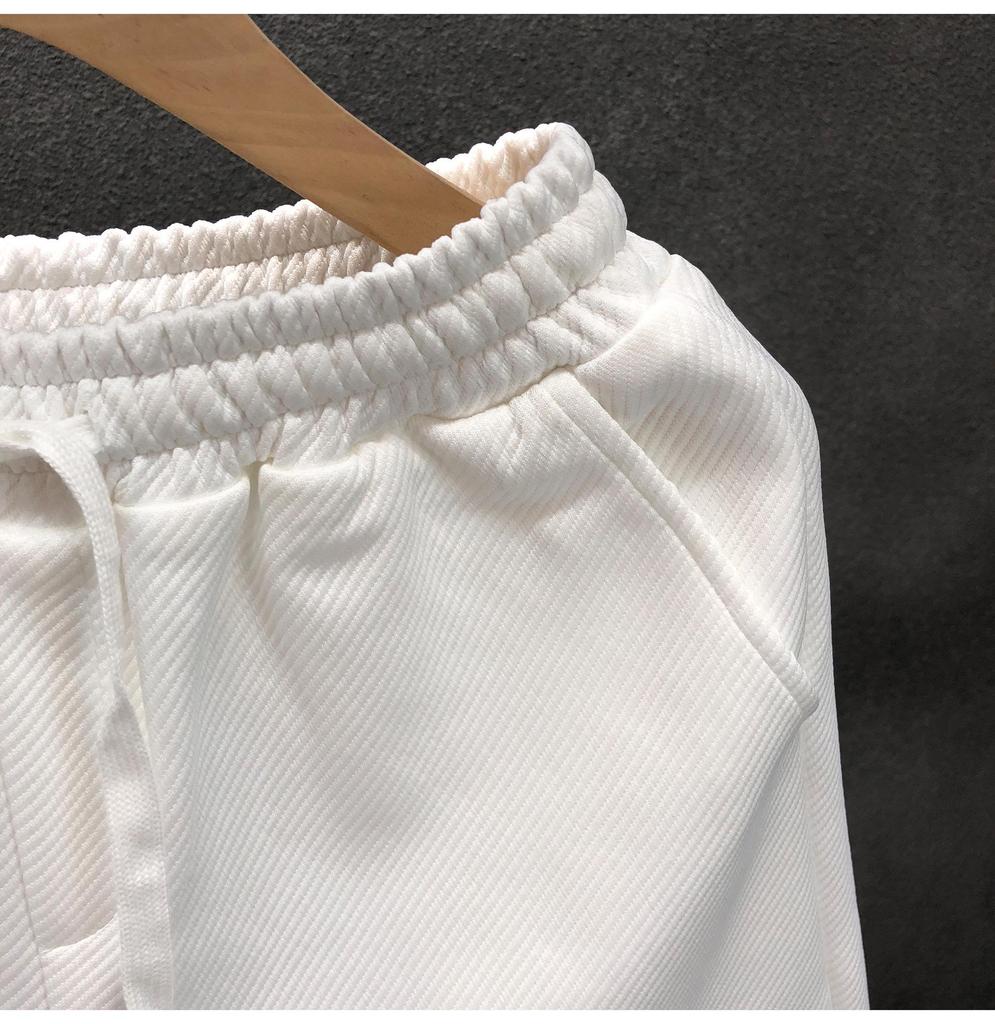 Men's Versatile White Summer Beach Shorts - Trendy Solid Color Loose Fit Sports Pants