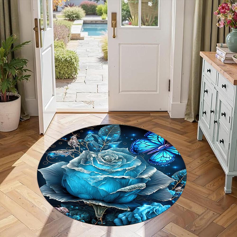 Flower Round Carpet Perfect for Bedrooms Dining Room Hallway Kitchen Anti-slip Round Rug Decorate Offices Perfect Birthday Christmas Gift Idea