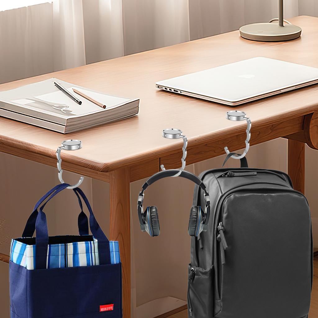 4Pcs Student Desktop School Bag Hanger Folding Hook Holder Fashion Bag Holder Handbag Hanger Portable Key Hook Table Bag Holders