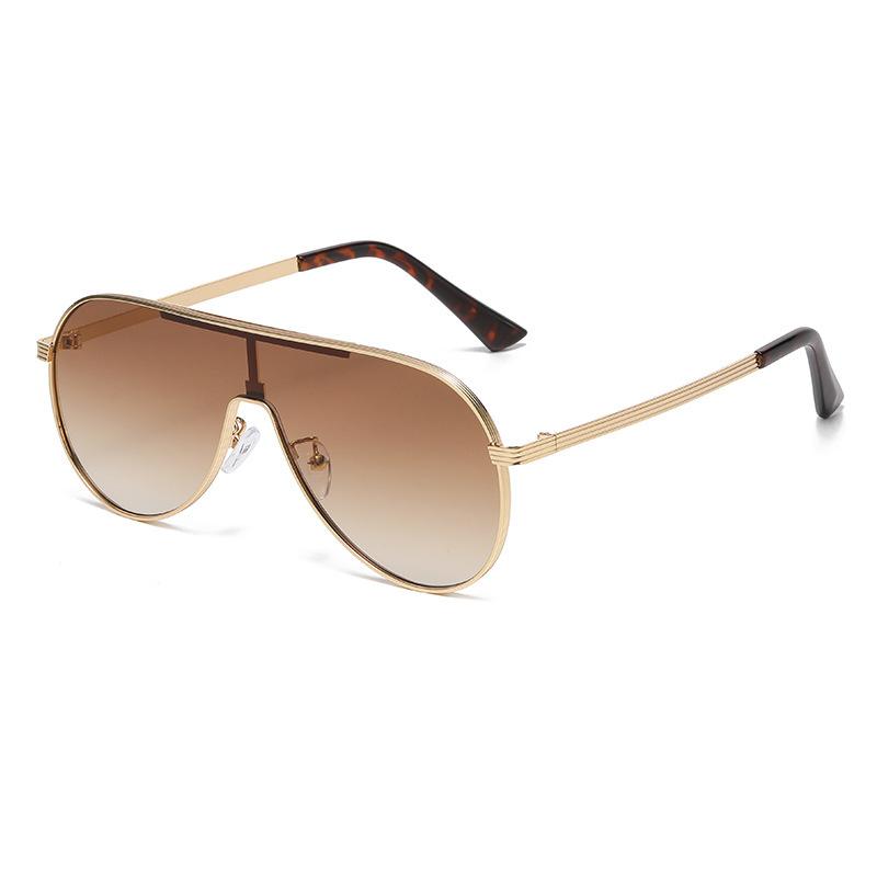 2026 One Piece Pilot Large Frame Sunglasses, Fashion Luxury Metal Frame, Personalized Retro, Travel Vacation, Women Sunglasses