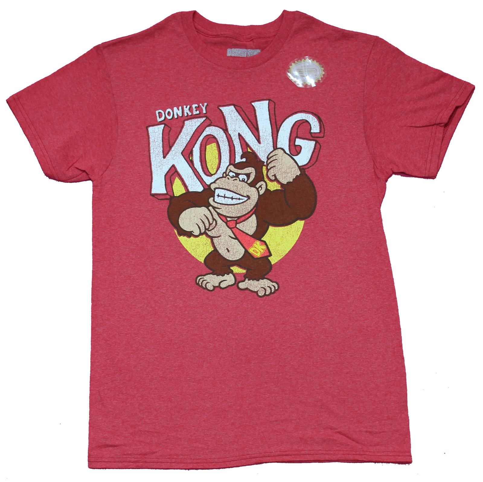 Donkey Kong Adult New T-Shirt - Distressed Chest Beating Circle Pic L