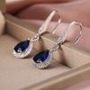 Elegant Dangle Earring for Women High Quality Silver Color Inlaid Blue Water Drop Shape Cubic Zirconia Classic Jewelry