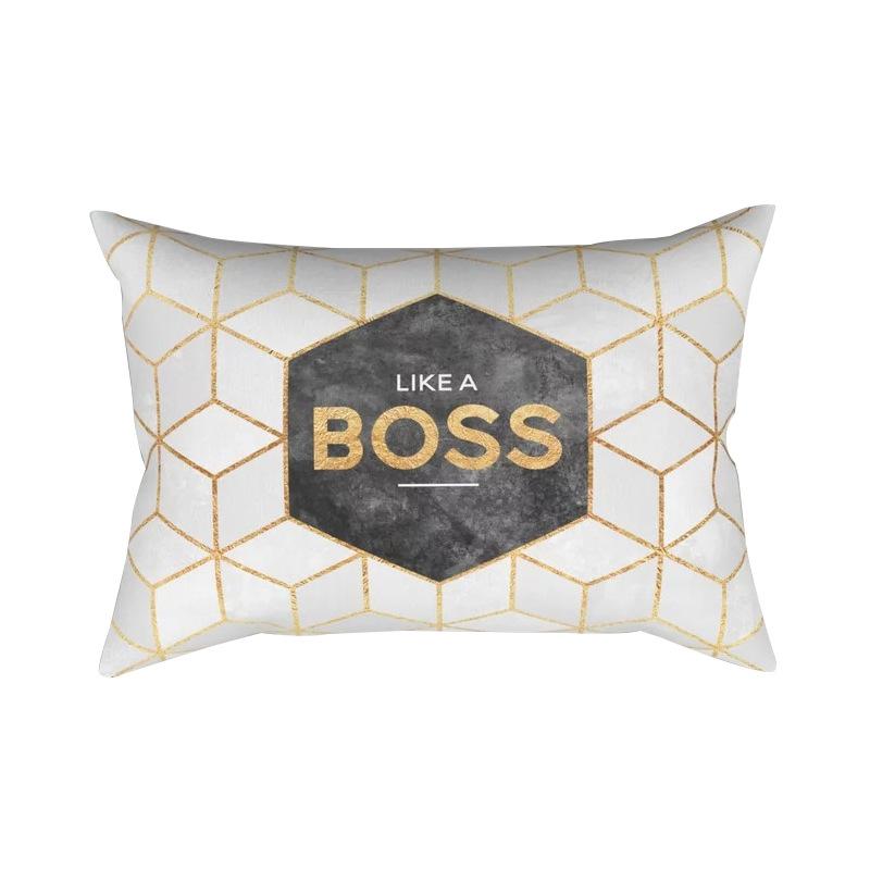 Geometric Letter Peach Leather Velvet Pillowcase Office Car Pillowcase
