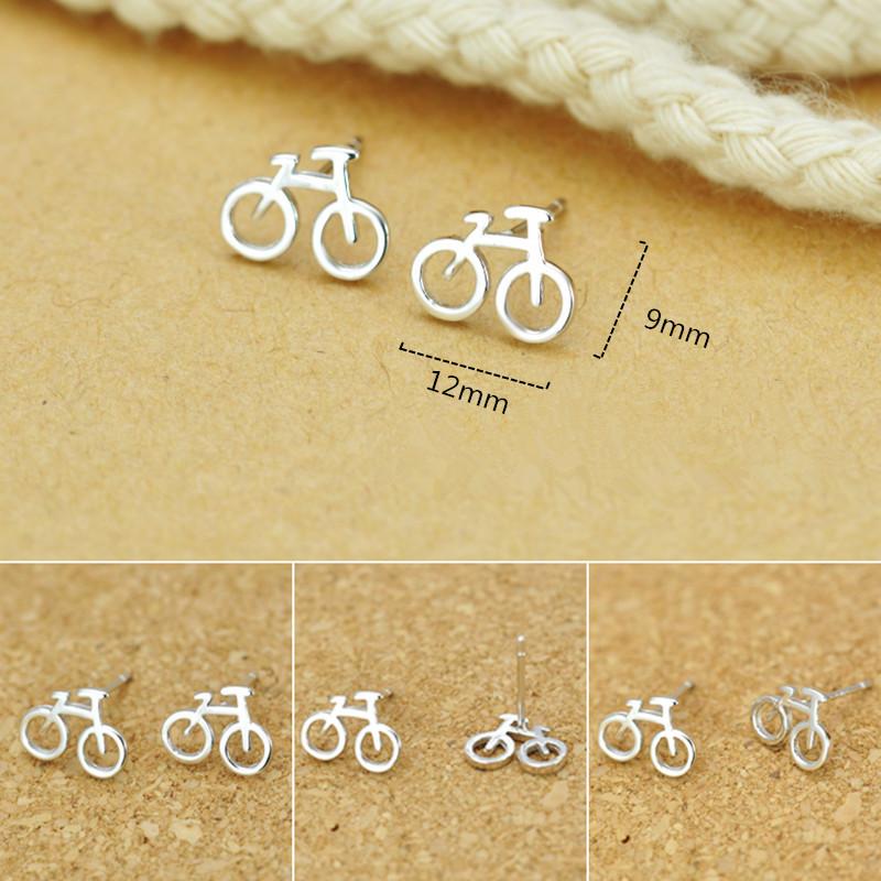 Buyee 925 Sterling Silver Simple Stud Earring Cute Bicycle Earring for Women Fashion Unique Small Fine Jewelry Earring