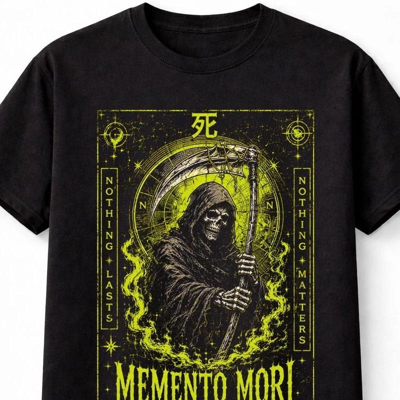 MeUnisexto Mori Grim Reaper Skull Gothic Death Graphic Unisex TShirt S