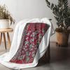 Red Floral Pattern Throw Blanket Sofa Bed Bedding for Living Room Bedroom Decoration Gift