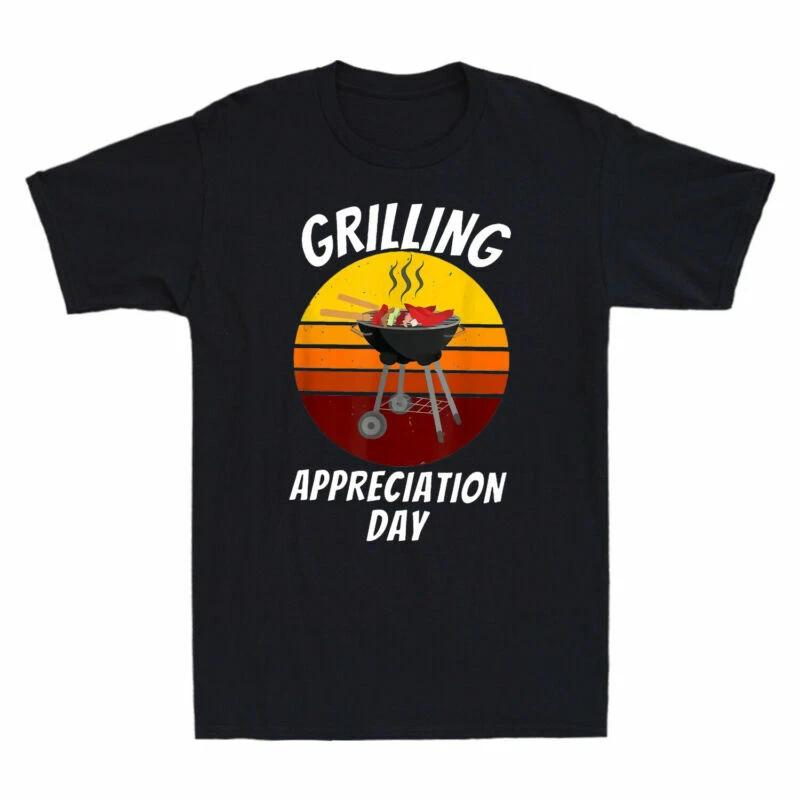 Grilling Appreciation Day Funny BBQ Grilling Master Barbecue Vintage Men T-Shirt L