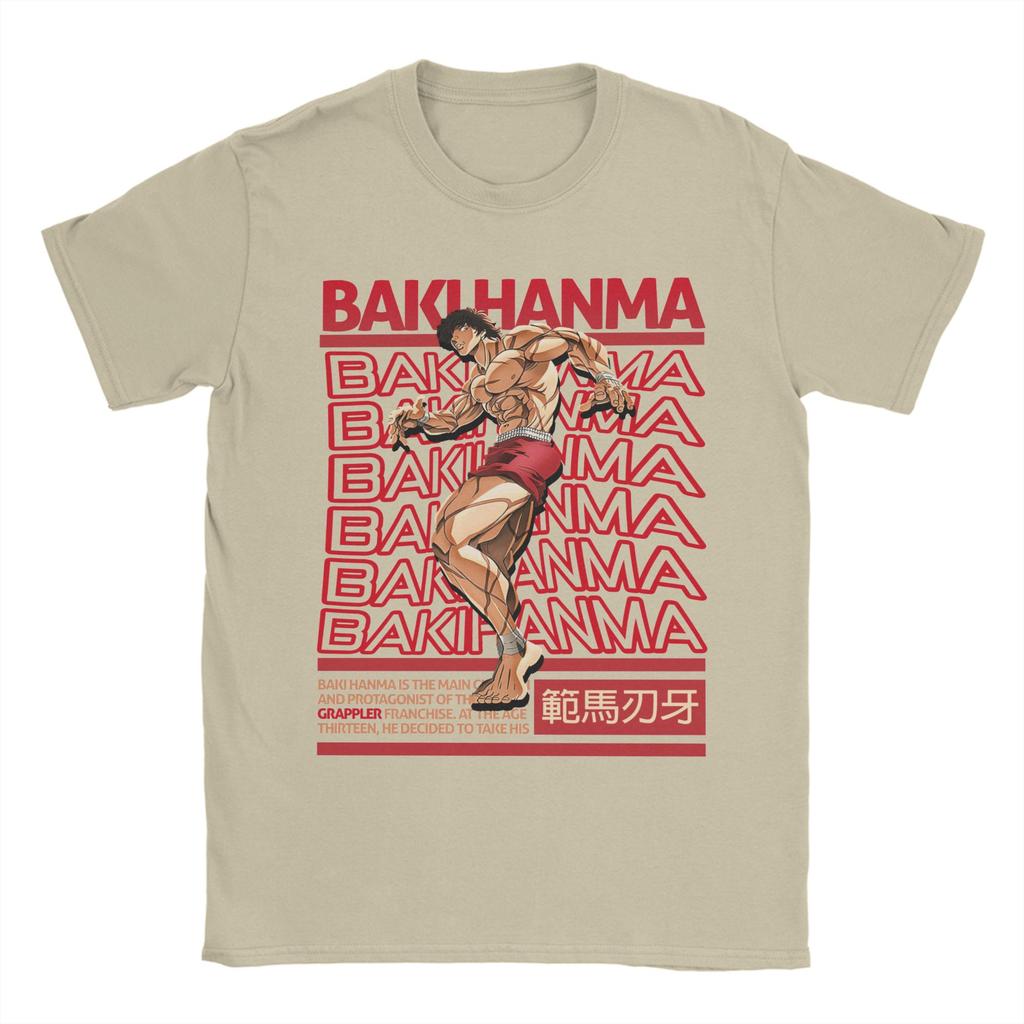 Hanma Baki Brutalism Men T Shirts Anime Humor Tee Shirt Short Sleeve O Neck TShirt 100 Cotton Plus Size Clothes