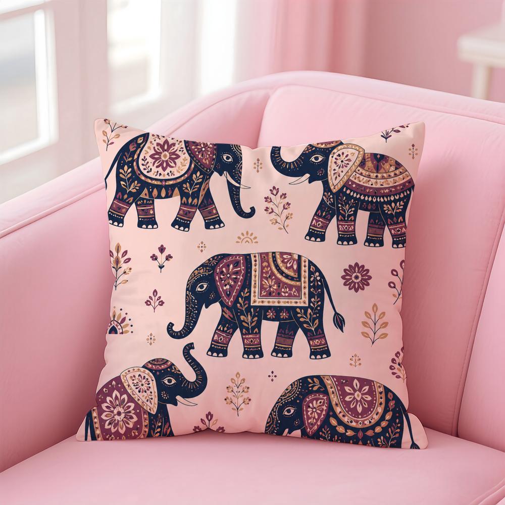 Elephant Art Design Cushion Cover Short Plush Soft DoubleSided Printing Pillow Case Cozy Sofa Bedroom Home Decor Gift