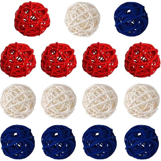 15 Pieces Wicker Rattan Balls Decorative Orbs Vase Fillers for Craft, Party, Wedding Table Decoration, Baby Shower, Aromatherapy Accessories, 2 Inch