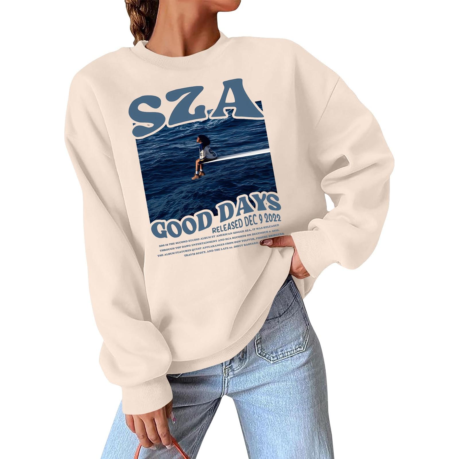 

Женский модный повседневный топ с длинными рукавами и круглым вырезом, популярный пуловер с надписью L бежевый