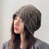 Autumn Baggy Beanies for Women Korean Holes Ear Protection Sloughy Hats Solid Color Lady Girl Pullover Caps